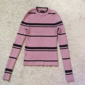 Pink and black stripped long sleeve shirt